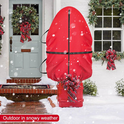 Upright Christmas Tree Storage Bag with Adjustable Straps, Christmas Tree Cover with Zipper Drawstring for 7.5 Foot Artificial Tree Standing with Ornaments, Dustproof