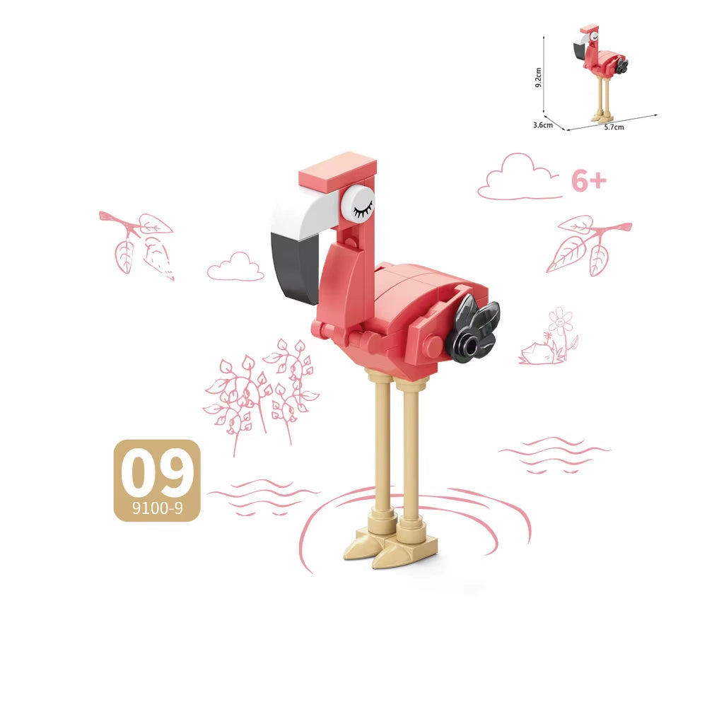 MOC City Creative Building Blocks Accessories Zoo Rhino Lion Kangaroo Wolf Fox Frog Bee Crow Peacock Mini Brick Toy Gifts X021