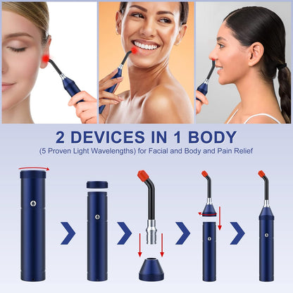 Red Light Therapy Device Rechargeable Infrared Light Wand for Body Pain Relief for Women Men Elders Dogs on Lips Mouth Nose Ear Hands Feet Knee Ankle Joint Muscle,Blue