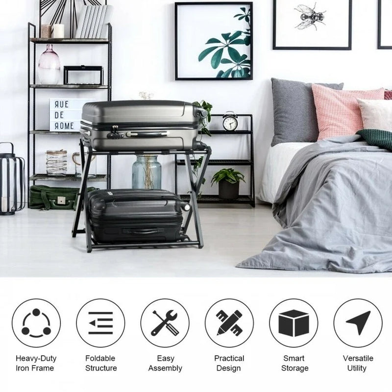 Set of 2 Metal Folding Luggage Racks for Suitcases