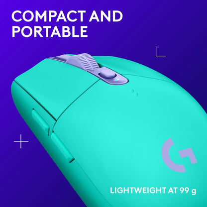 305 Lightspeed Wireless Gaming Mouse, Hero 12K Sensor, 12,000 DPI, Lightweight, 6 Programmable Buttons, 250H Battery Life, On-Board Memory, Pc/Mac - Mint