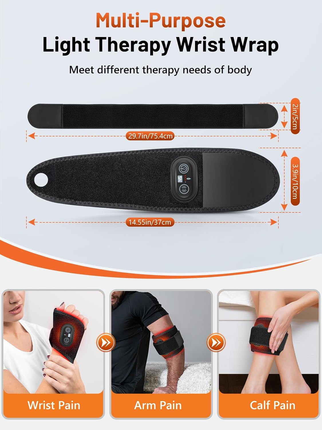 Red Light Therapy for Hands Wrist with Heat & Massage, 3000Mah Wireless Controller, Wearable near Infrared & Red Light Wrist Wrap with 36 Beads for Faster Recovery & Hand Pain Relief