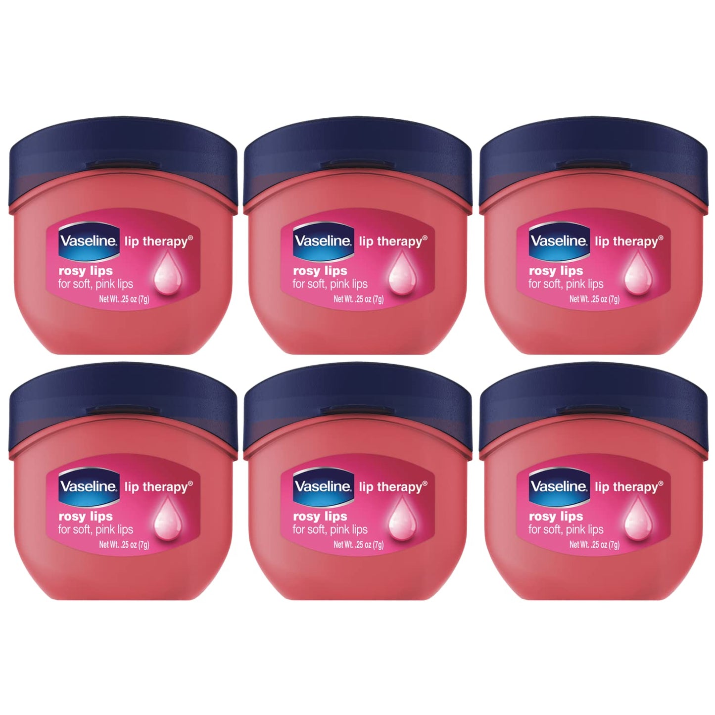 Lip Moisturizing Therapy 6-Pk Mini Jars  –  Lip Balm for Very Dry Lips 0.25 Oz 