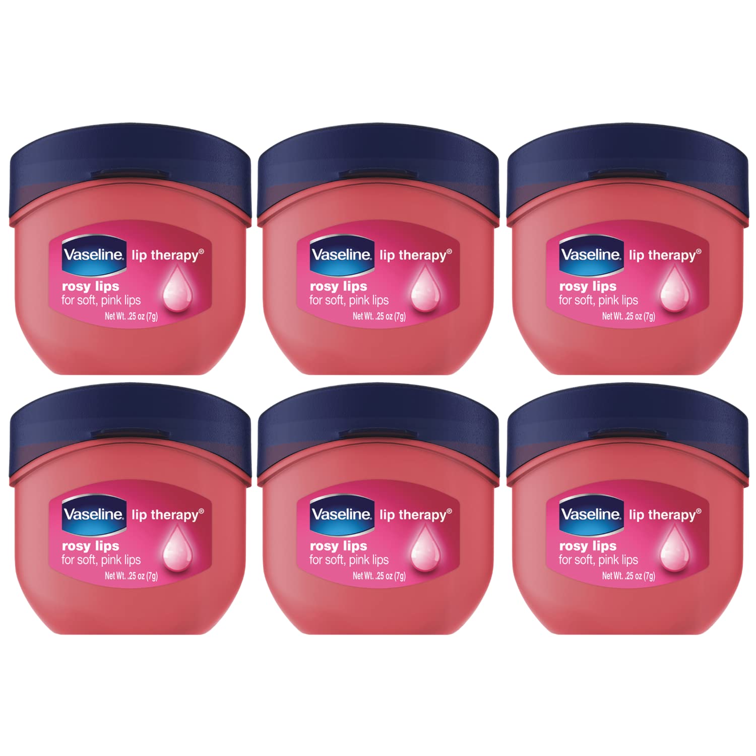 Lip Moisturizing Therapy 6-Pk Mini Jars  –  Lip Balm for Very Dry Lips 0.25 Oz 