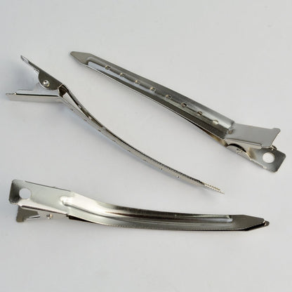 24 Packs Duck Bill Clips,  3.5 Inches Rustproof Metal Alligator Curl Clips with Holes for Hair Styling, Hair Coloring, Silver