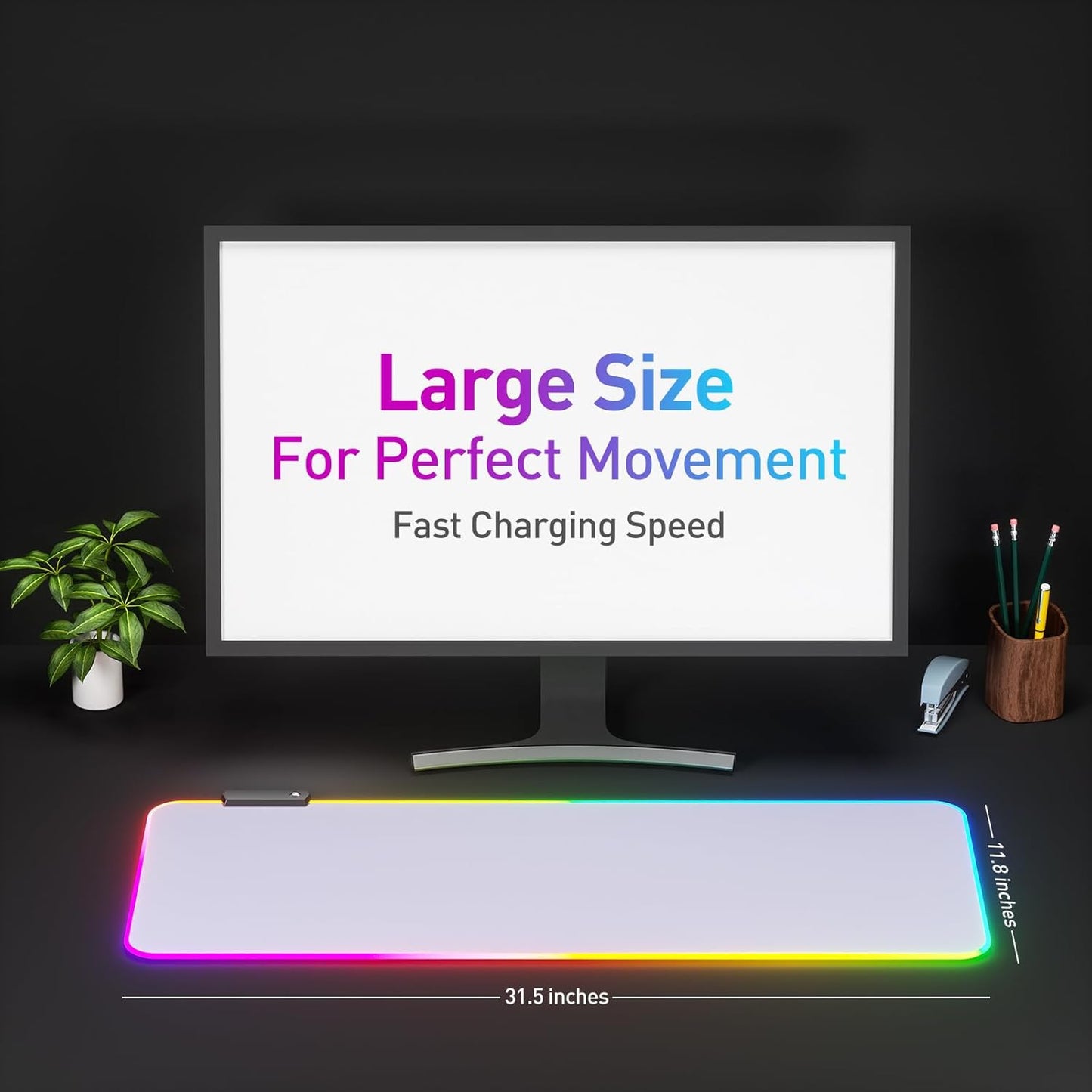 RGB Mousepad Led Mouse Pad, Large Mouse Pad,Led and Big Mouse Mat(White)