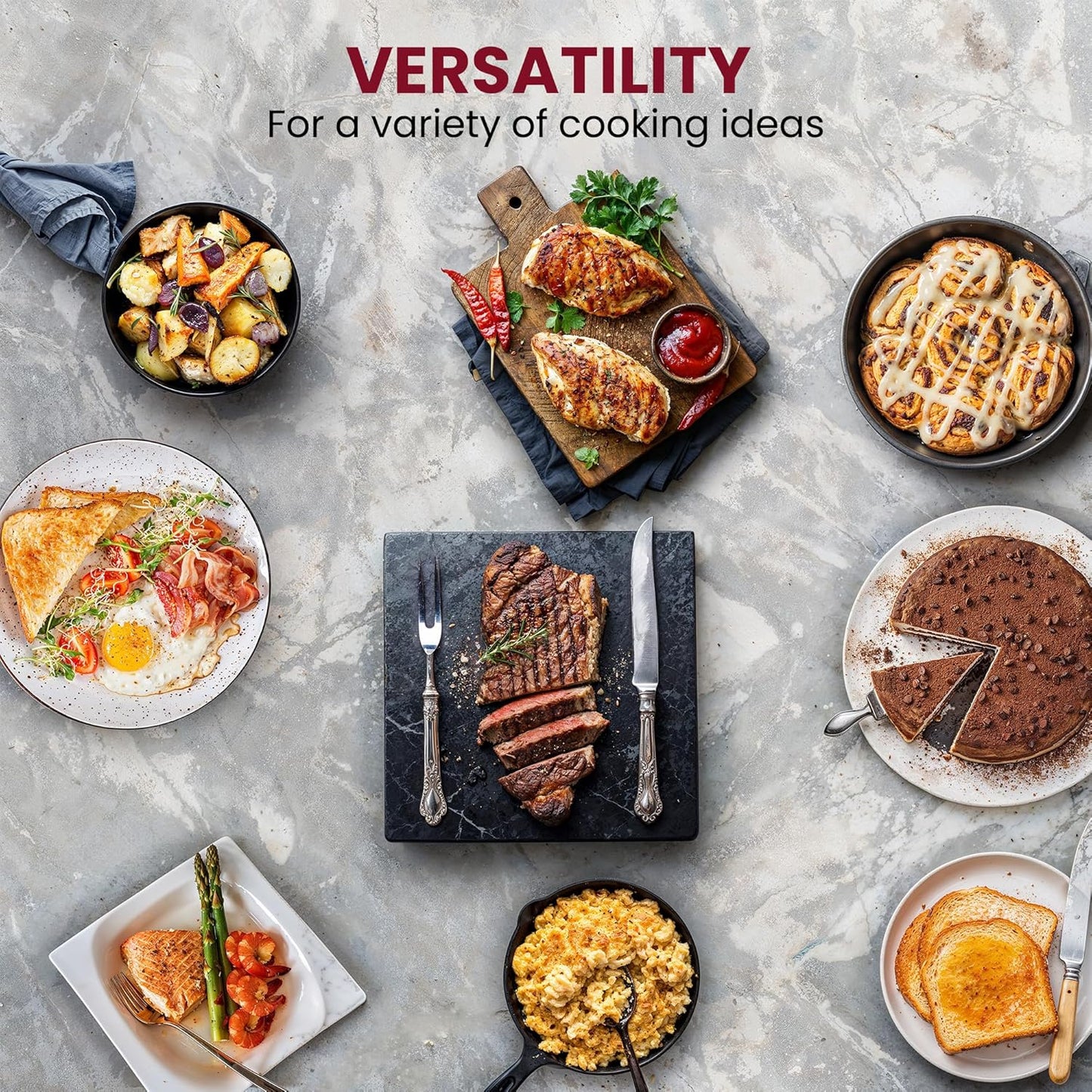 EG6201 Extra Deep 12"X12"X3.2" (7.5Qt.) Scratch Resistant Dishwasher Safe, Non-Stick Electric Skillet with Glass Vented Lid, Adjustable Temperature, Black