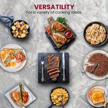 EG6201 Extra Deep 12"X12"X3.2" (7.5Qt.) Scratch Resistant Dishwasher Safe, Non-Stick Electric Skillet with Glass Vented Lid, Adjustable Temperature, Black