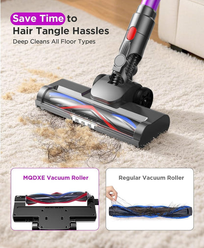 Cordless Stick Vacuum Cleaner: 550W Powerful Suction, LED Display, 55 Min Runtime, Anti-Tangle Brush, Rechargeable Battery, Lightweight for Home, Pet Hair, Hard Floors, Carpet