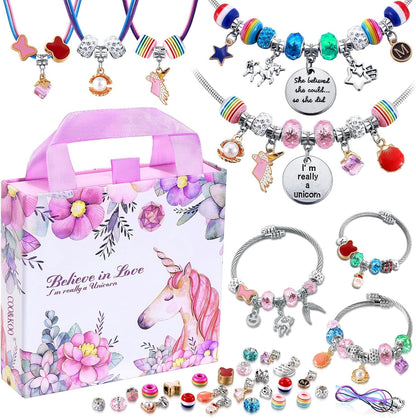 Girls Charm Bracelet Making Kit Unicorn Jewelry Craft Toys Ages 6–12