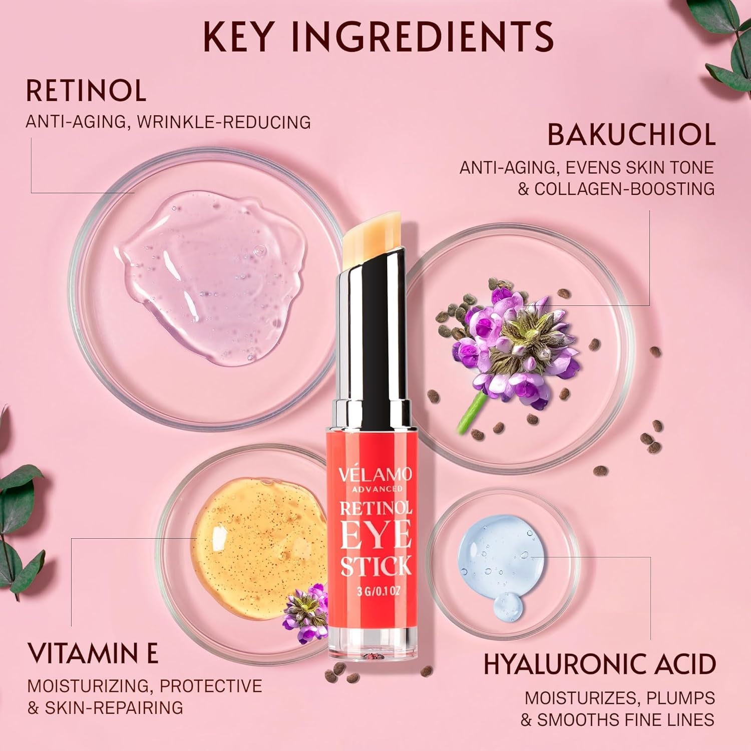 Retinol Eye Stick: Renewing & Firming under Eye Balm for Dark Circles, Puffiness, Fine Lines & Wrinkles - Travel Essentials, Portable & Perfect for On-The-Go Use, 0.1 Oz/3G