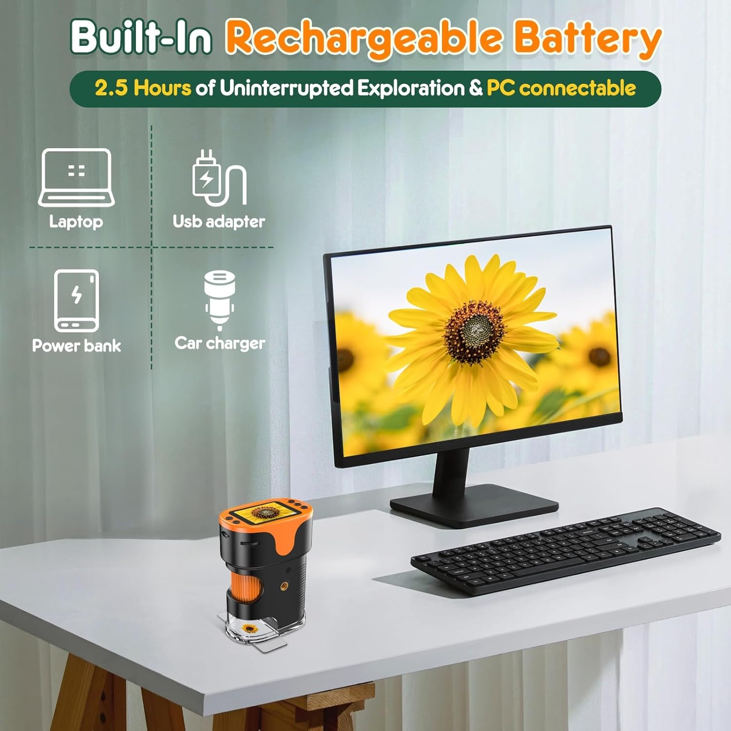 1000X Handheld Digital Microscope for Kids - 4K 2.0" Screen, Rechargeable Mini Labster Portable Pocket Scope, Includes Slides Kit - Science Gadget Edu Gift for Children Ages 4-12