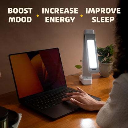 Lumos 2.0 Bright Light Therapy Desk Lamp | as Seen on Shark Tank | Ultra Powerful 10,000 LUX Brightness | 5500K Color Mimics Noon Day Sun | Improve Your Mood, Sleep, Energy & Focus