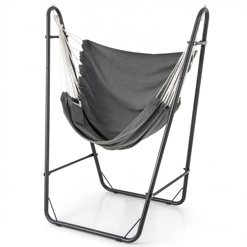 Heavy-Duty Metal Frame Hammock Chair with Side Pocket