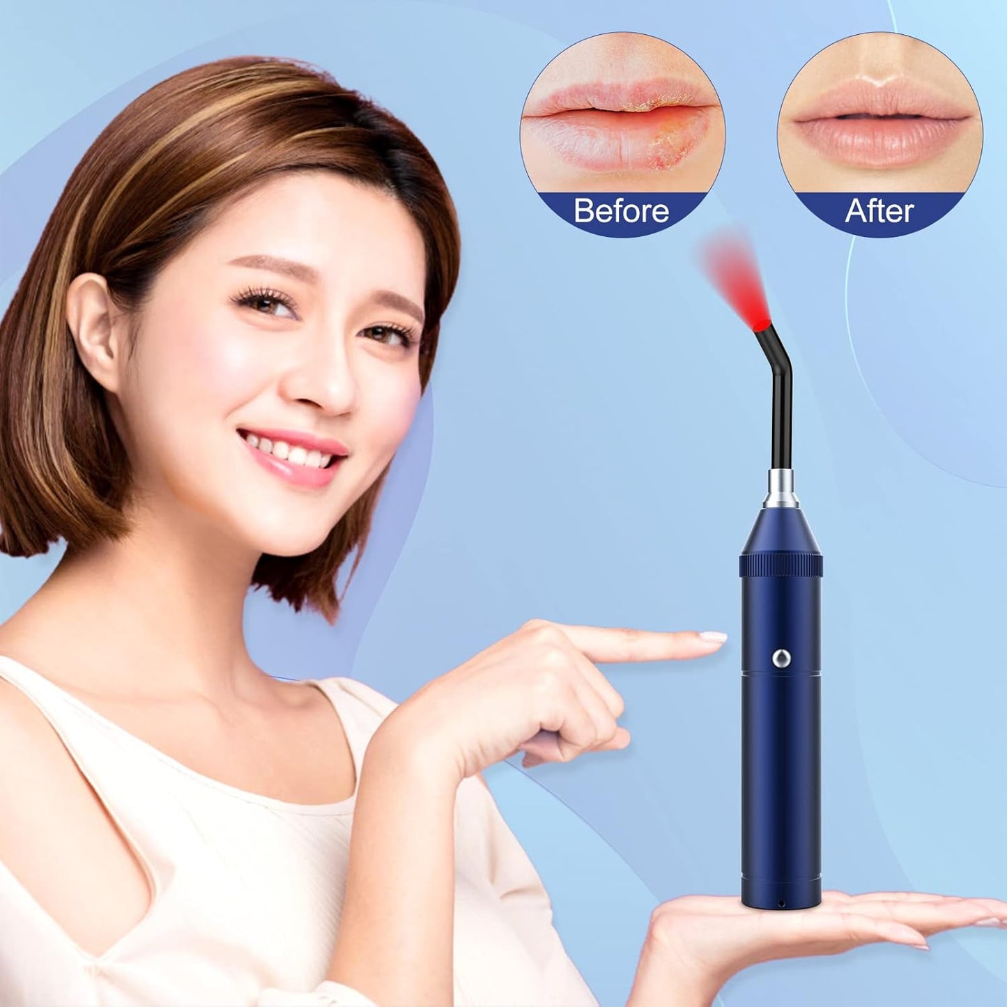 Red Light Therapy Device Rechargeable Infrared Light Wand for Body Pain Relief for Women Men Elders Dogs on Lips Mouth Nose Ear Hands Feet Knee Ankle Joint Muscle,Blue