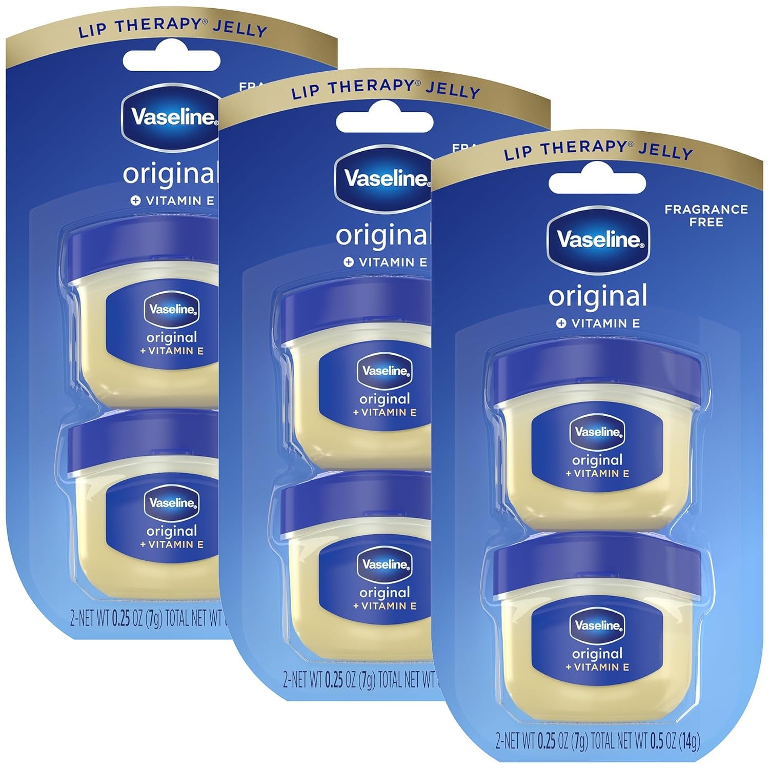 Original Lip Therapy + Vitamin E Mini Lip Balm Jars Fragrance Free 6 PK 0.25 Oz
