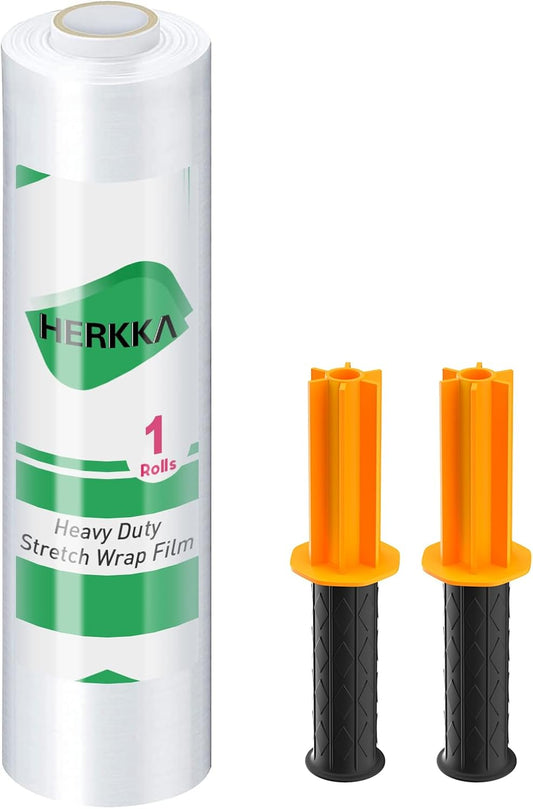 Stretch Film,  Stretch Wrap with Handles Industrial Strength, Moving Wrapping Plastic Roll, Shrink Wrap for Pallet Wrap, 15" X 1000 Feet, 1 Pack, 60 Gauge