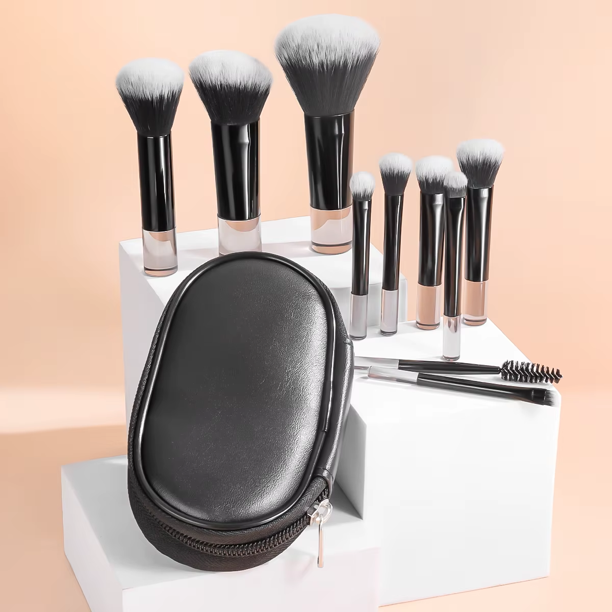 Mini Makeup Brush Set with Bag – Portable Multifunction Brushes - 10PCS