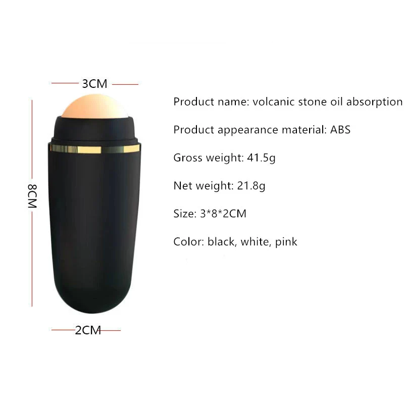Natural Volcanic Stone Face Oil Absorbing Roller – Skin Care & Makeup Tool for Pore Cleansing and Massage