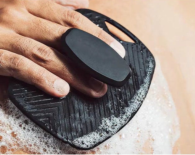 Silicone Body Scrubber with Non-Slip Handle - Cleanses & Massages