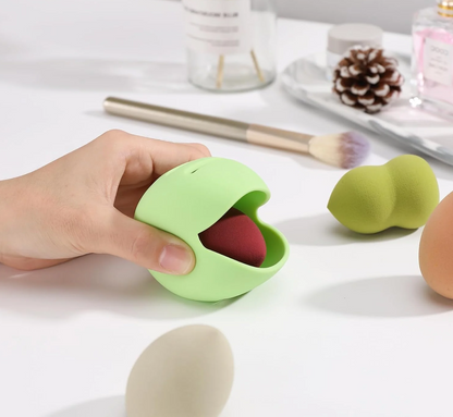 Breathable Silicone Makeup Sponge Case - Travel Beauty Blender Holder for Foundation Puff (Grass Green)