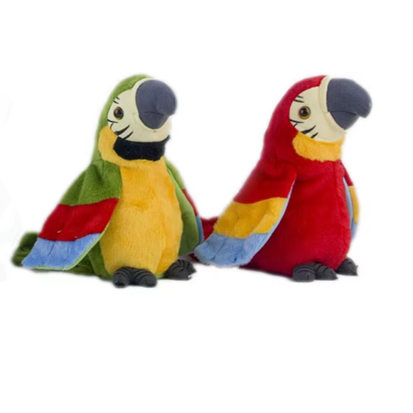 Talking Stuffed Parrot Toy – Interactive Electronic Bird Plush with Voice Repeat, Waving Wings & Head Movement for Kids