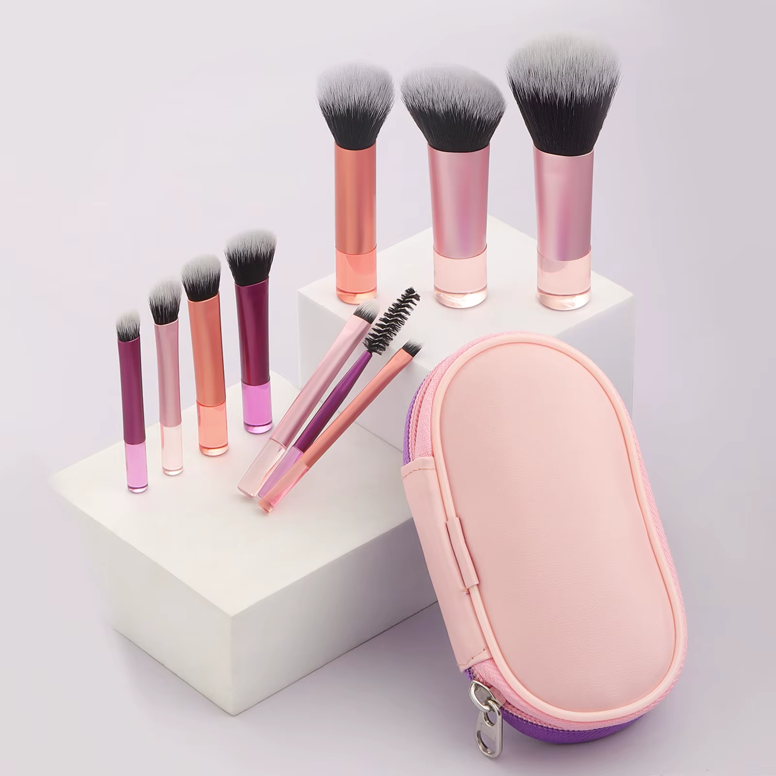 Mini Makeup Brush Set with Bag – Portable Multifunction Brushes - 10PCS