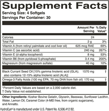 Hydroeye Dry Eye Supplement – Clinically Tested Formula with GLA & Omega-3 – Supports a Healthy Tear Film for Lasting Eye Comfort – 120 Softgels