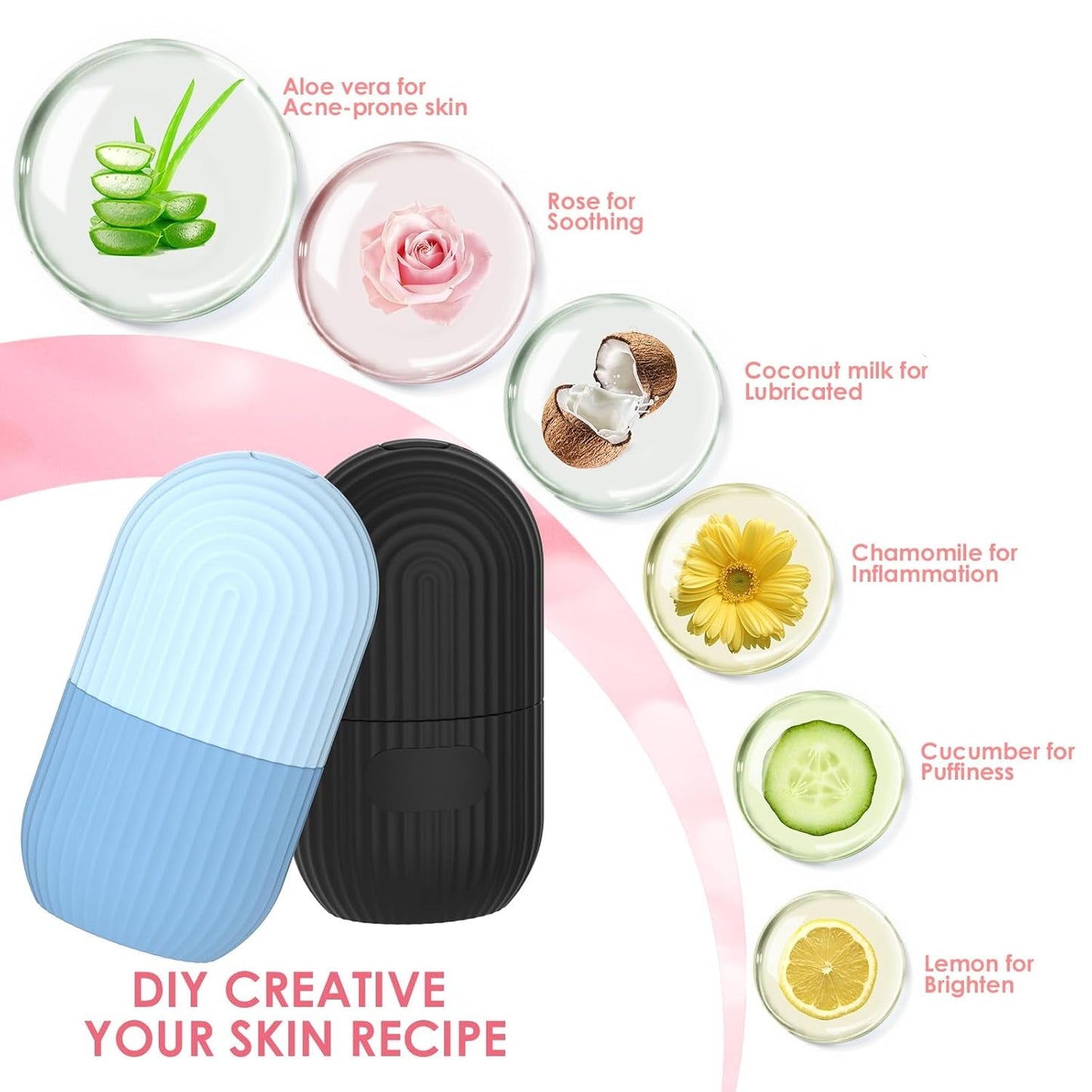 Silicone Ice Facial Roller - Contouring Tool for Eyes and Neck with Soft Cleaning Brush, Firming Massage Brush (Green)