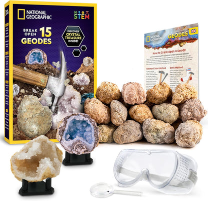 National Geographic Break Open 15 Premium Geodes Kit Goggles STEM