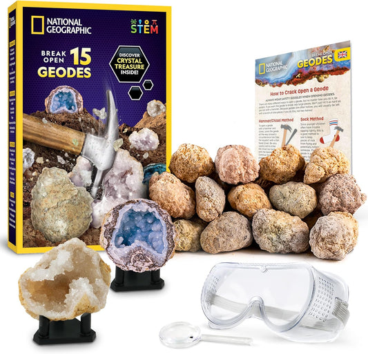 National Geographic Break Open 15 Premium Geodes Kit Goggles STEM