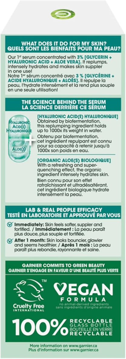 Aloe Vera Serum, with HYALURONIC ACID, Replumping Hydrating, Suppler Skin, Glows, Healthier Looking, for Normal to Combination, Vegan Formula, 30Ml