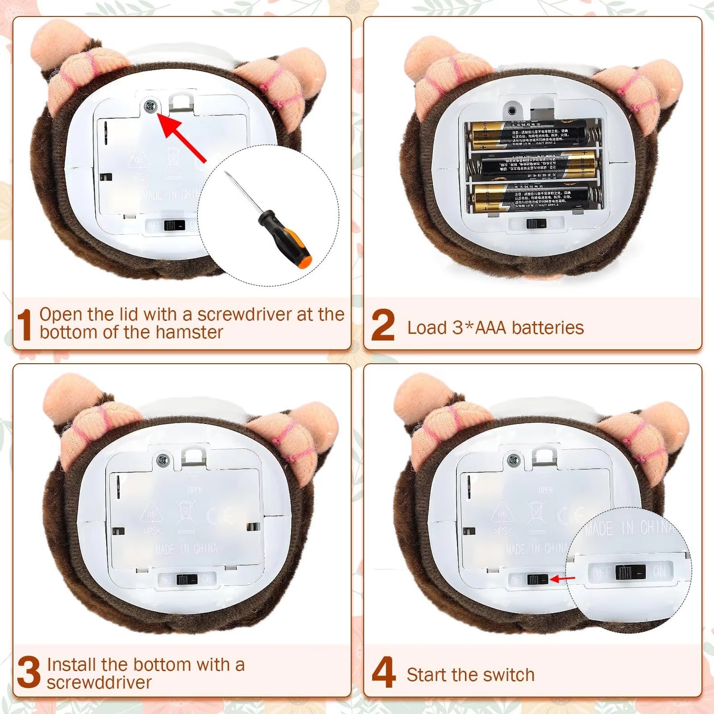 Cute Electric Talking Hamster Plush Toy-Interactive Plush Animals Imitate Your Voice and Nod to Soothe Accompany Kids Gift