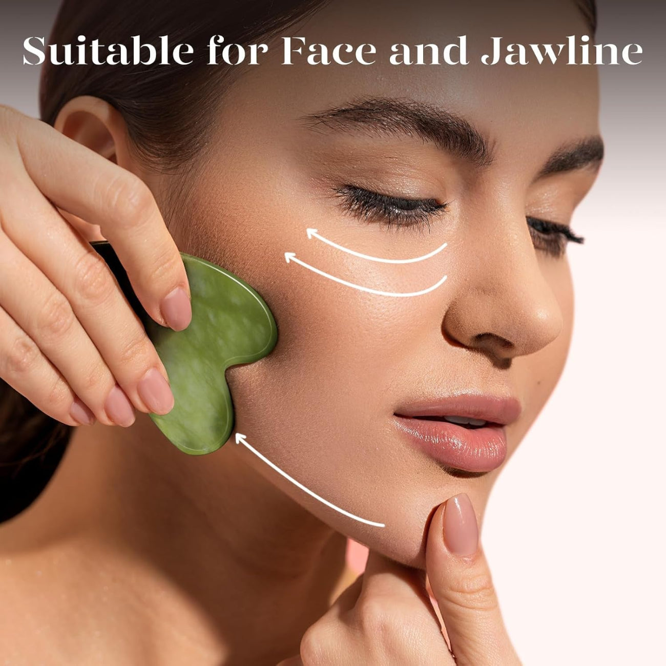 Gua Sha Facial Tool for Self Care, Massage Tool for Face and Body Treatment, Made of Xiuyan Jade, Relieve Tensions and Reduce Puffiness