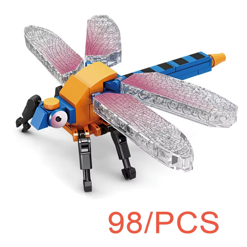 MOC City Creative Building Blocks Accessories Zoo Rhino Lion Kangaroo Wolf Fox Frog Bee Crow Peacock Mini Brick Toy Gifts X021