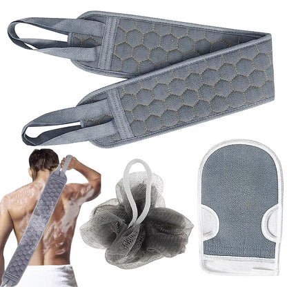 Exfoliating Body Scrubber Set – Bath Glove, Loofah Sponge & Exfoliator Massager-3PCS