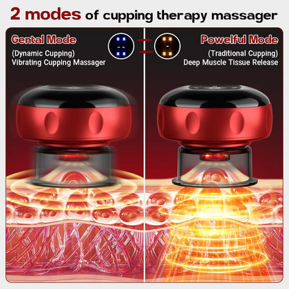 2 Pack Smart Cupping Therapy Massager, 7 in 1 Red Light Cupping Therapy Set with 2 Modes for Targeted Pain Relief, Muscle Soreness,Tighter Skin,Cupping Kit with 12 Levels Suction and Heat