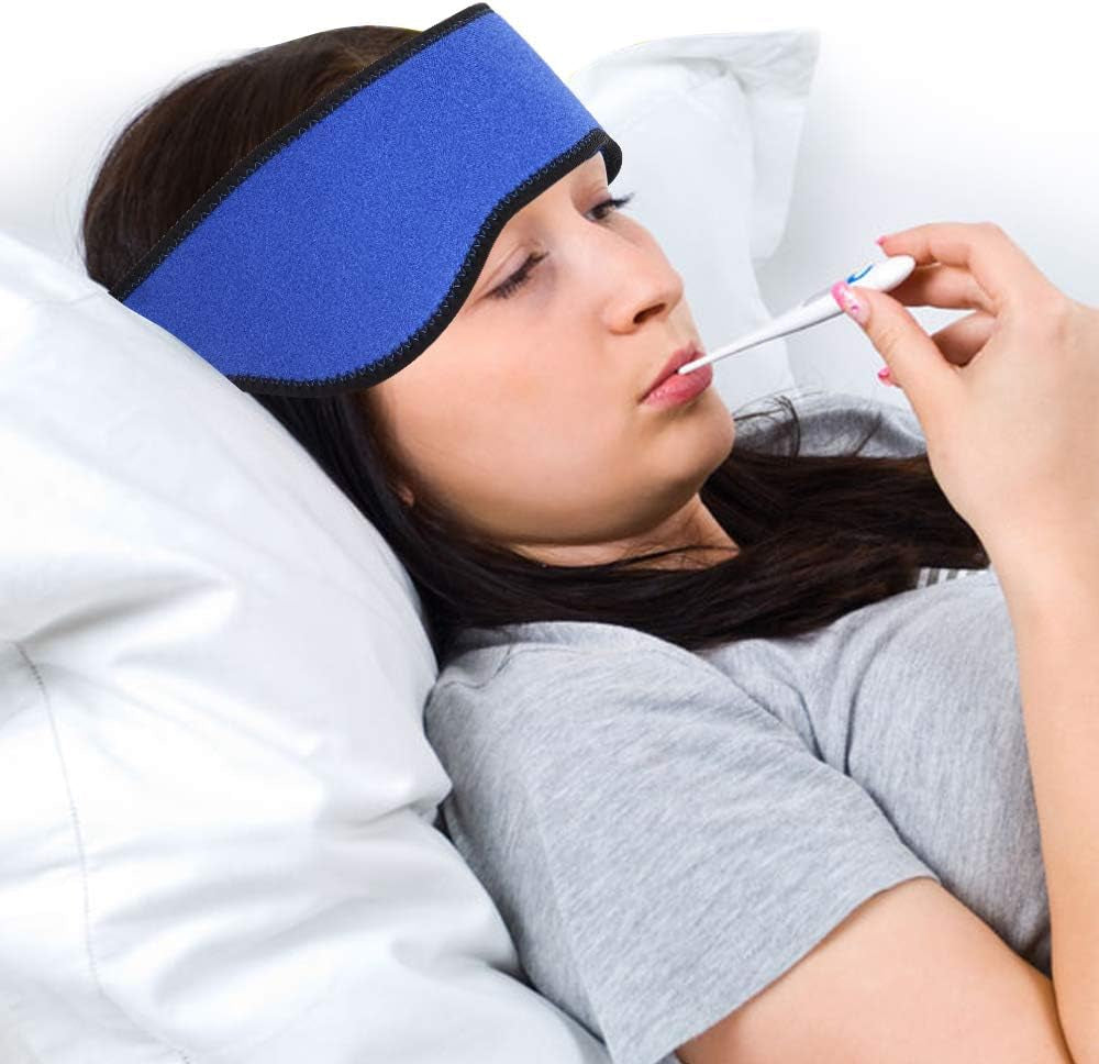 Headache Ice Pack Migraine Ice Head Wrap, Reusable Relief Headband Stress Relief (Blue)