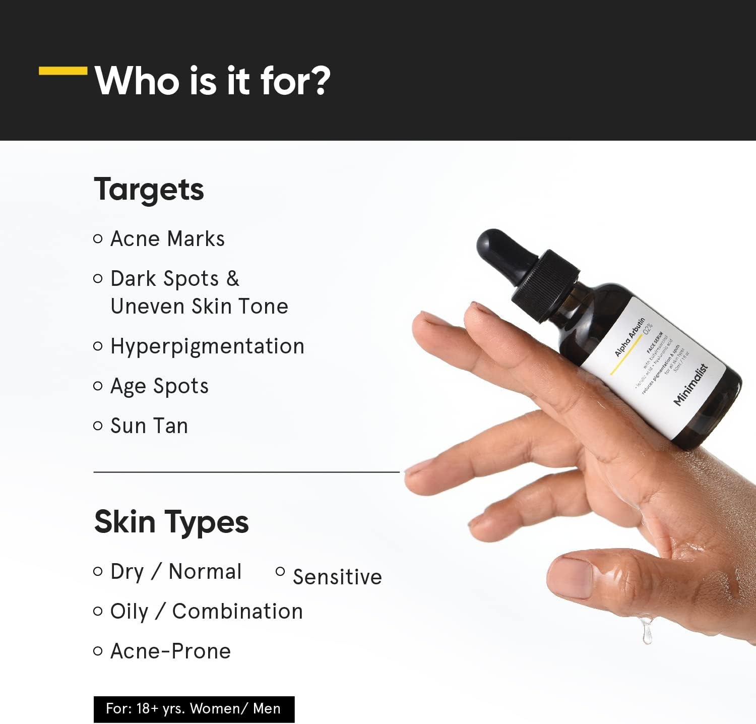  Face Serum - Hyaluronic Acid - Alpha Arbutin 2% for Blemishes, Dark Spots, PIH & Uneven Skin Tone | 30Ml