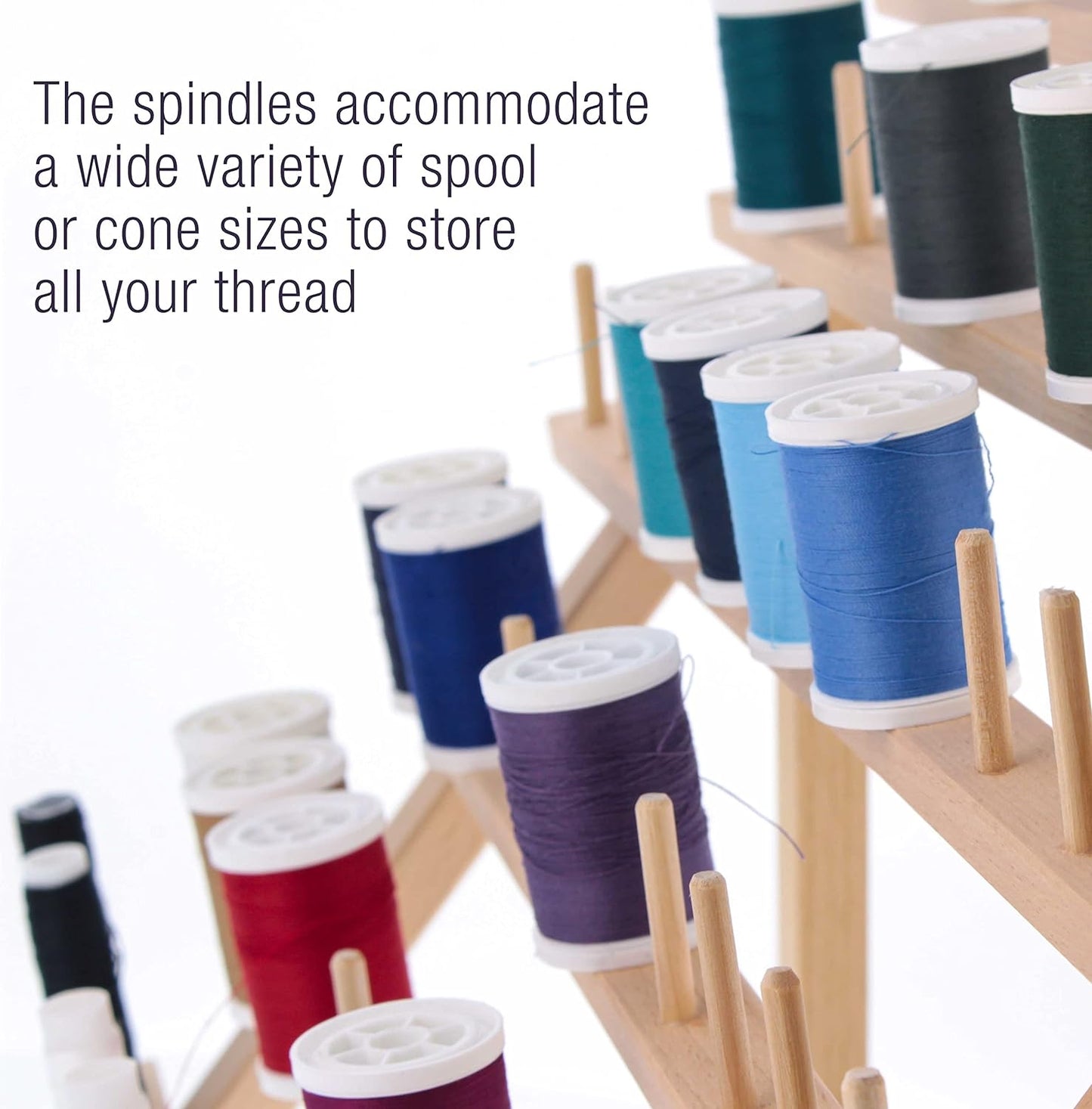 Premium Beechwood 60-Roll Sewing Thread Rack