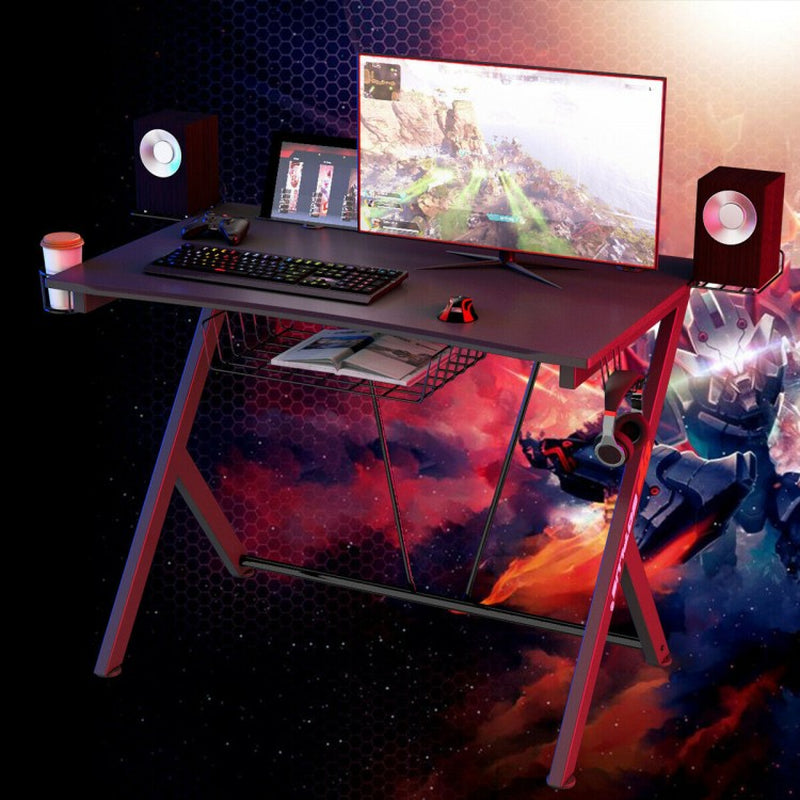 Multifunctional E-Sports Gaming Desk with Integrated Headset Hook and Cup Holder