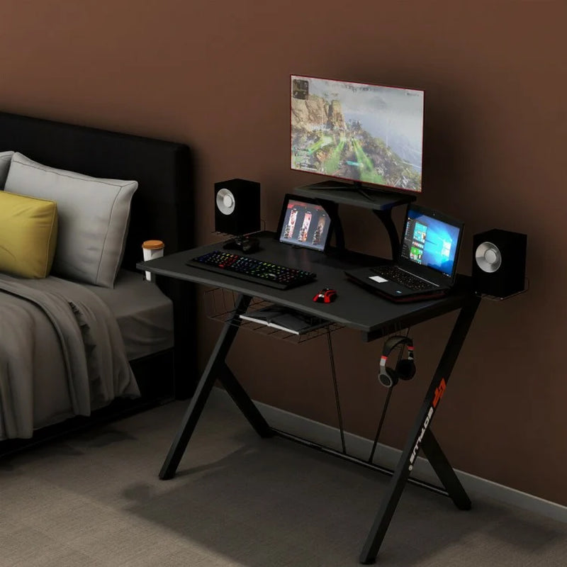 Multifunctional E-Sports Gaming Desk with Integrated Headset Hook and Cup Holder