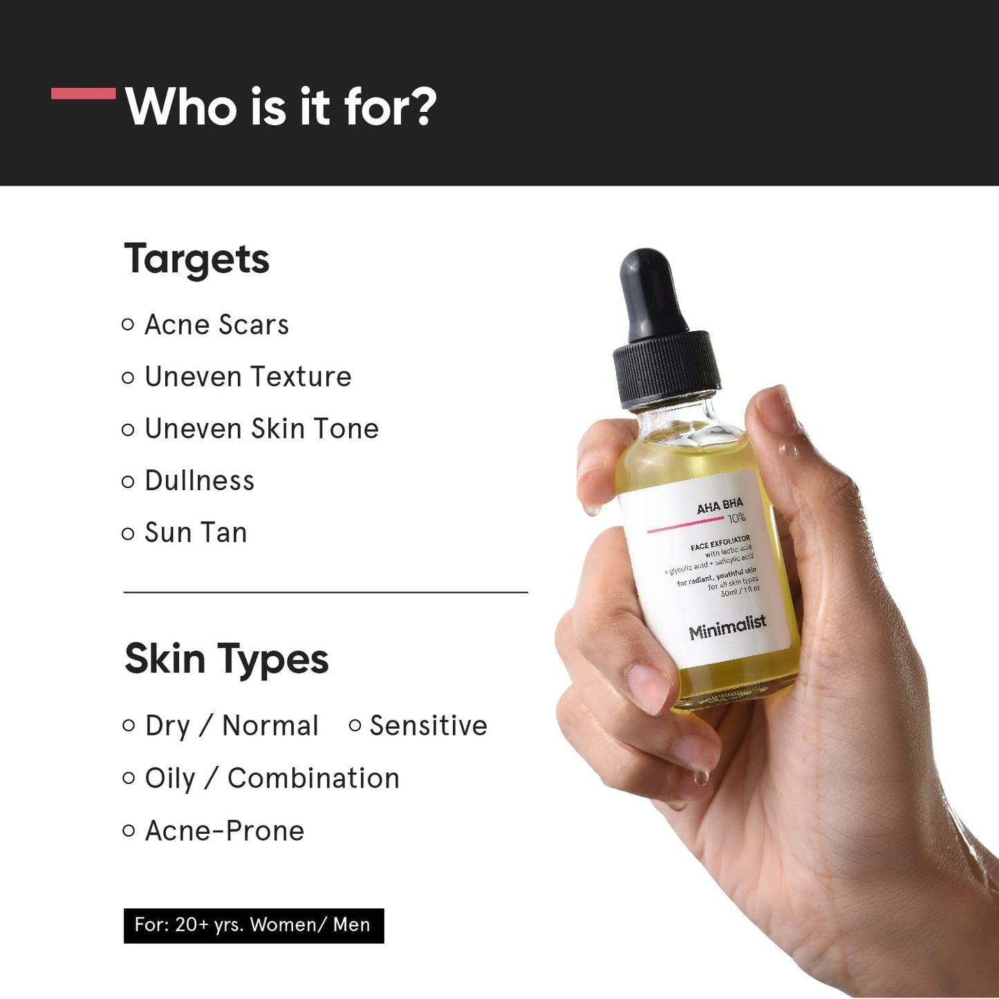 10% AHA BHA Exfoliating Serum with Lactic, Glycolic and Salicylic Acids - Gentle Exfoliation 1 Fl Oz / 30 ml