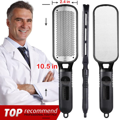 Stainless Steel Professional Foot File and Callus Remover for Effective Dead Skin, Cracked Heel, and Corn Treatment