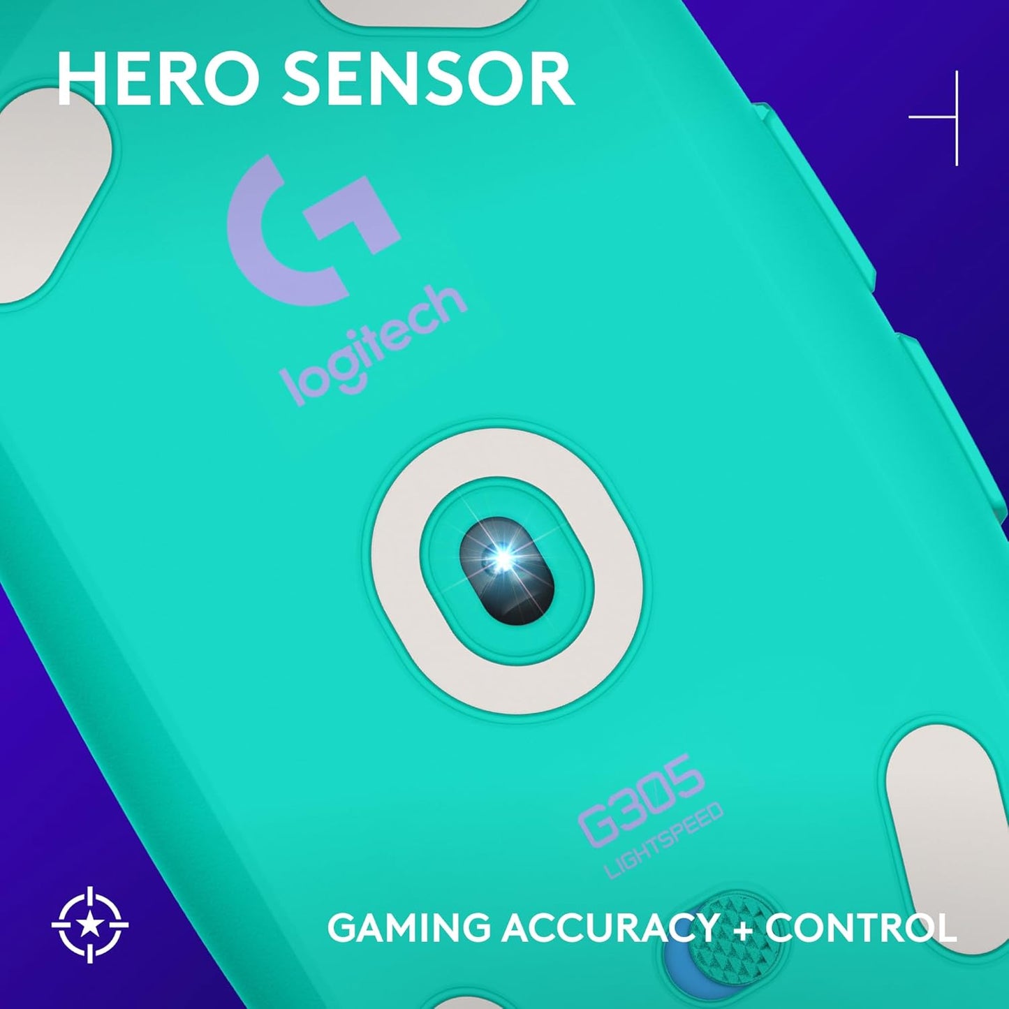 305 Lightspeed Wireless Gaming Mouse, Hero 12K Sensor, 12,000 DPI, Lightweight, 6 Programmable Buttons, 250H Battery Life, On-Board Memory, Pc/Mac - Mint