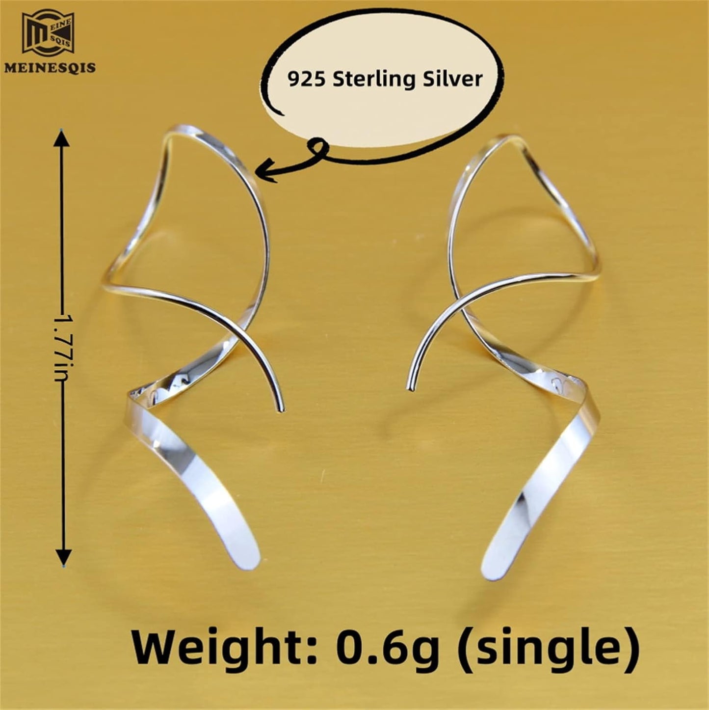Earrings for Women Spiral Threader Earrings 925 Sterling Silver Earrings Hand Bent Dangle Earrings for Women，Suitable for Gift Giving, Perfect for Your Birthday Party, Christmas, Gift Giving.