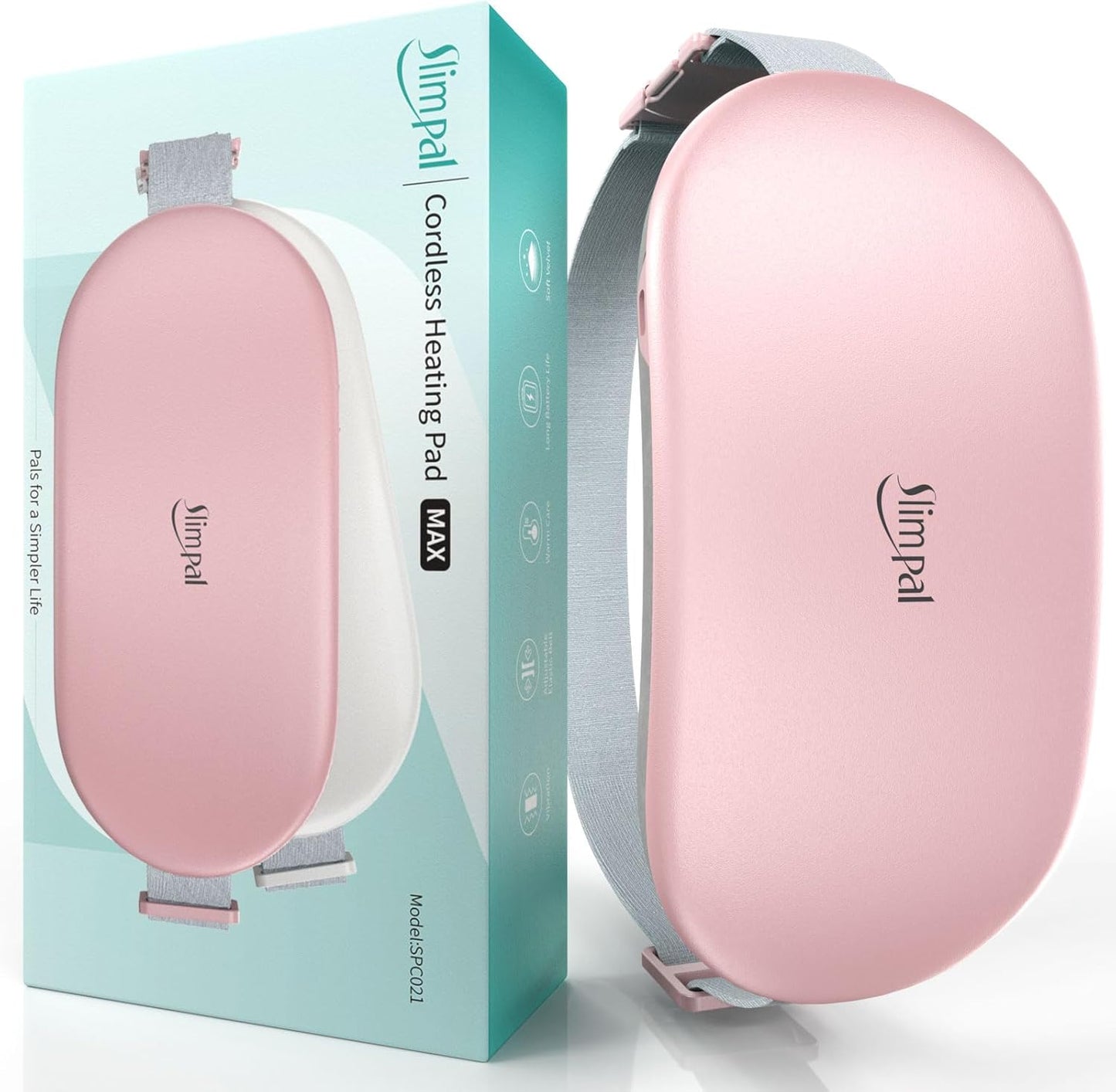 Heating Pad for Period Cramps, Portable Heat Pad for Menstrual Period Pain Relief Electric Cordless Heating Belt W/ 4 Heat Levels for Back, Belly, Stomach, Gift for Girl Women, Pink