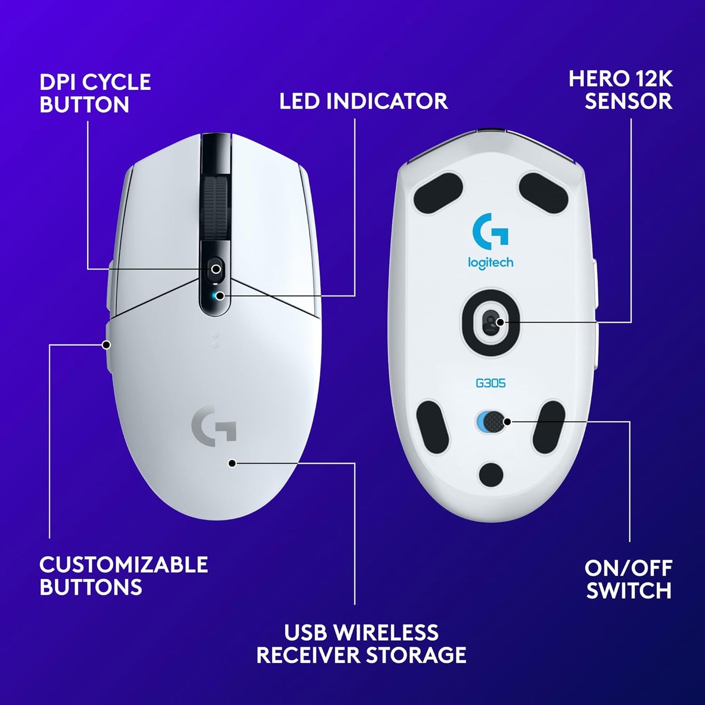 Wireless Lightspeed Gaming G733 Headset+ G305 Mouse Bundle Set