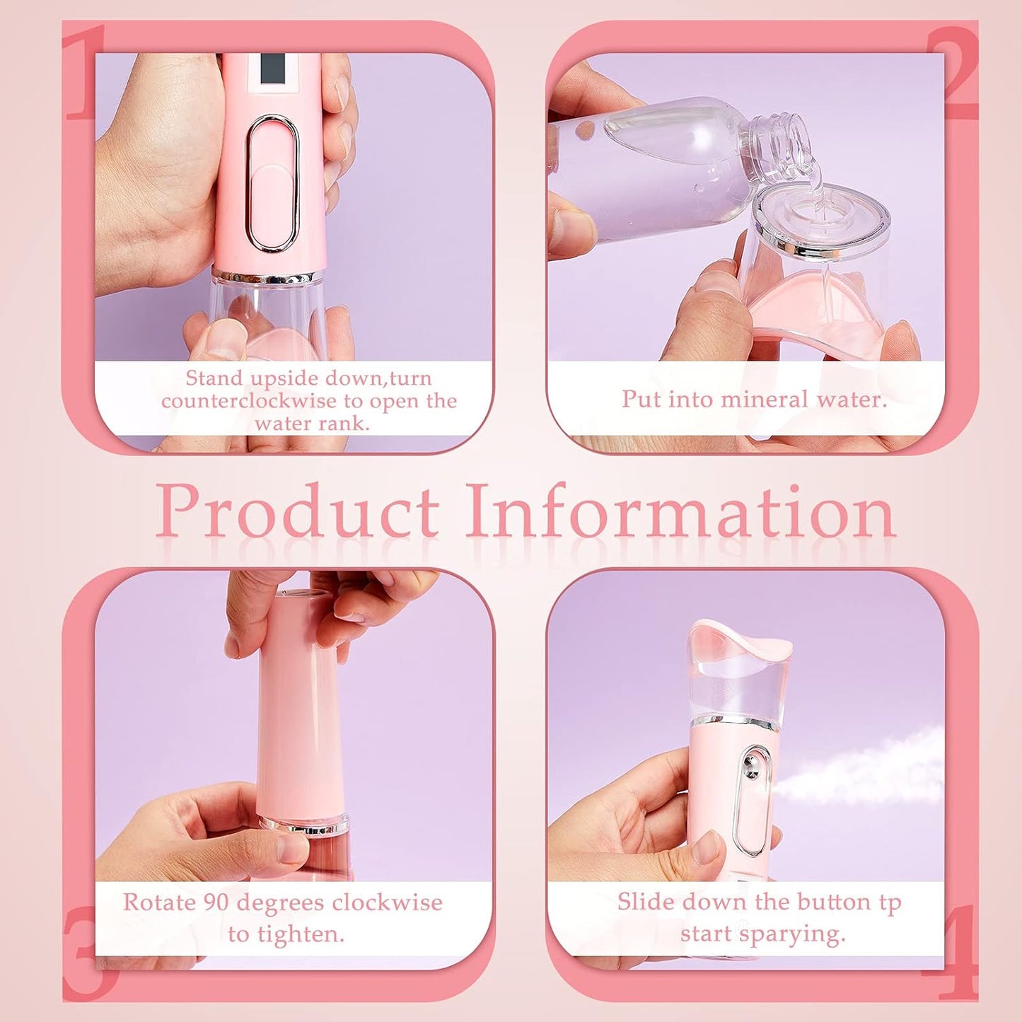2 Pieces Handy Nano Mist Sprayer with Skin Analyzer Moisture Tester