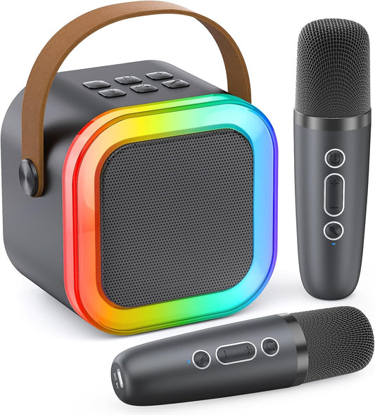 Mini Karaoke Machine for Kids Adults, Portable Bluetooth Speaker with 2 Wireless Microphones,Toys Birthday Gifts for Girls Ages 4, 5, 6, 7, 8,9,10,11,12+ Years Old Toddler Teens (Lightpink)